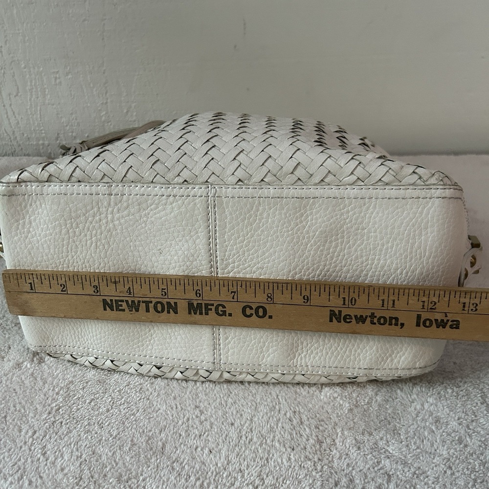 Cole Haan "Village Weave" SU06 Ivory Leather Woven Shoulder Bag Tote Boho Chic - Picture 8 of 12